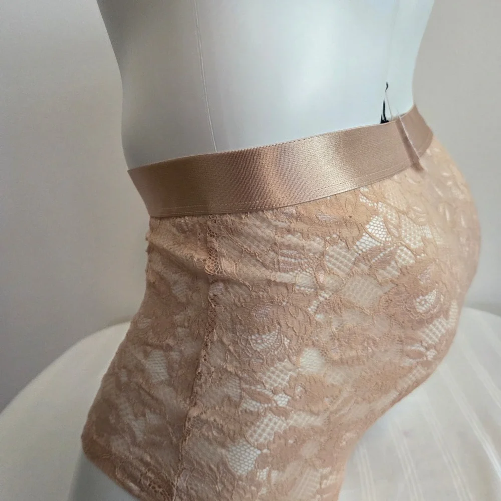 Cosabella‎ Never Say Never Mens Lace Boxer Brief Nude Rose Tan Floral Underwear